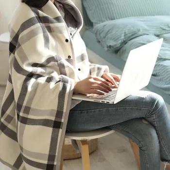 

Plaid Comfy Blanket Sweatshirt Sofa TV Hooded Blanket Throw Weighted Blanket Warm Flannel Fleece Fluffy Custom Blanket Xmas Gift