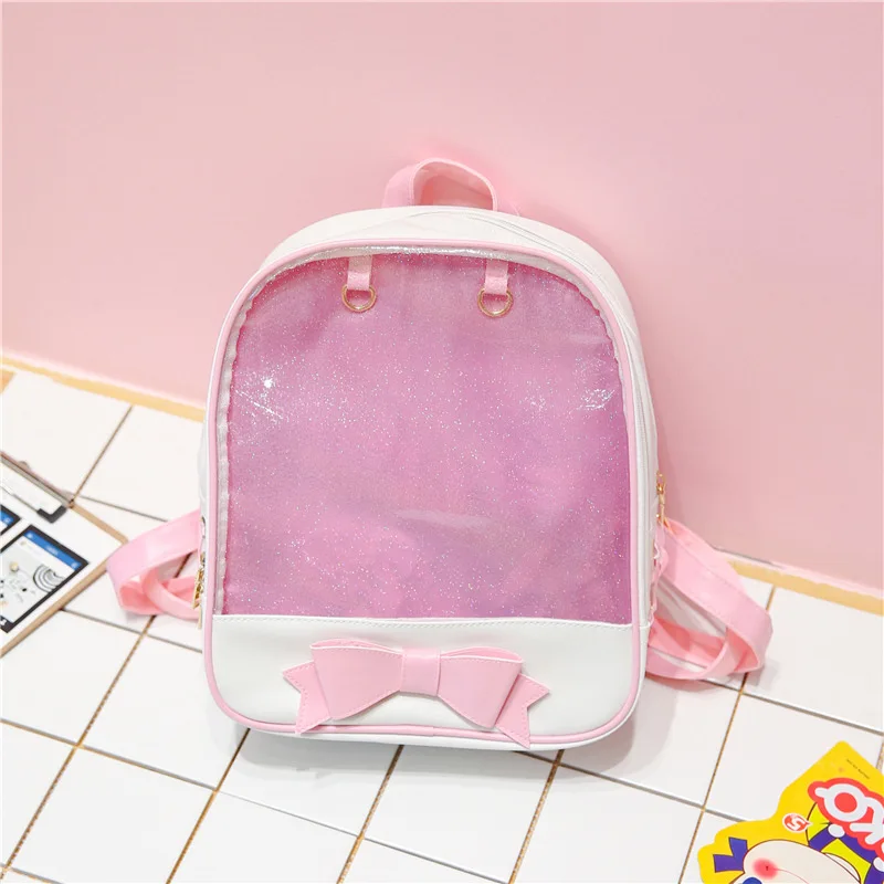 Женский прозрачный рюкзак, милый бант, прозрачный, Ita, сумки, мини, розовый, черный, школьные сумки для девочек-подростков, женская модная сумка для книг - Цвет: pink