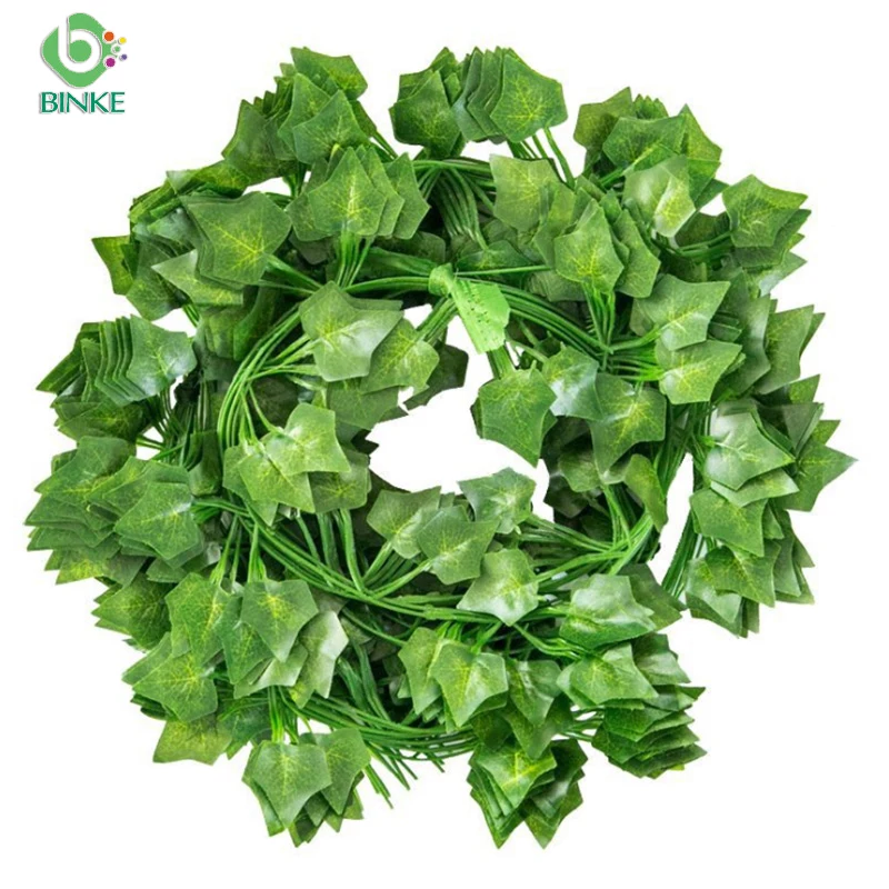 Binke-Seda verde colgantes artificiales de hiedra, plantas de hoja de vides, hojas de 230cm, bricolaje, para decoración de baño para el hogar, decoración de fiesta de jardín, 1 Uds.
