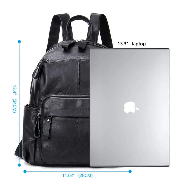 WESTAL 100% Cowhide Genuine Leather Bacckpack for Women Black Laptop Backpacks for School Bags Ladies Daypacks for Travel 6502 3
