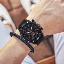 Роскошные брендовые Резиновые Кварцевые часы мужские военные спортивные часы модные наручные часы с тремя глазами relogio masculino