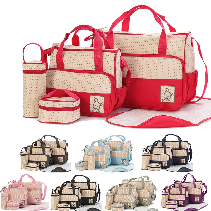Baby Diaper Bag Sets For Mom Baby Bag Bottle Holder Large Capacity Mummy Stroller Maternity Nappy Bags Hobos Nursing Travel bag