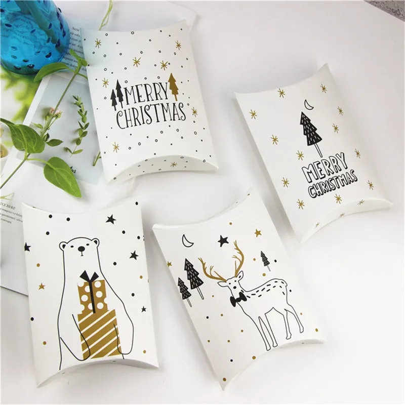

Merry Christmas Candy Gift Boxes Deer&Xmas Tree Guests Packaging Boxes Gift Bag Christmas Party Favors Kids Gift Decor Pillow