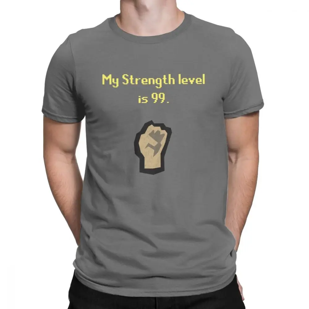 Мужская футболка Runescape Strength, хлопковая одежда 99 Strength, футболка с графическим 3D принтом, негабаритная - Цвет: Темно-серый