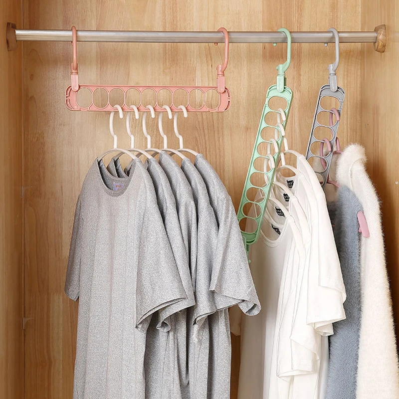 Nine-hole Rotating Magic Clothes Hanger Holder Anti Slip Clothing Garment Hanging Racks Save Space Wardrobe Closet Organizer