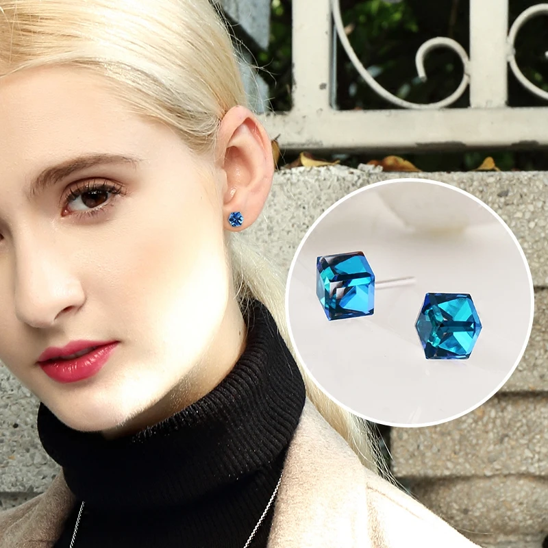 Женские серьги с кристаллом Swarovsk изящные украшения из серебра 925 пробы простой