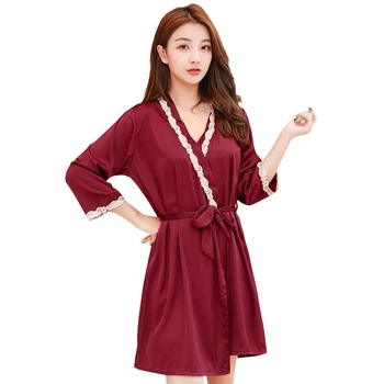 

Sexy Womens Night Robe Set Pajamas Suit Summer Two Pieces Sleepwear Sets Casual Home Wear Nightwear Sleep Kimono Bath Gown