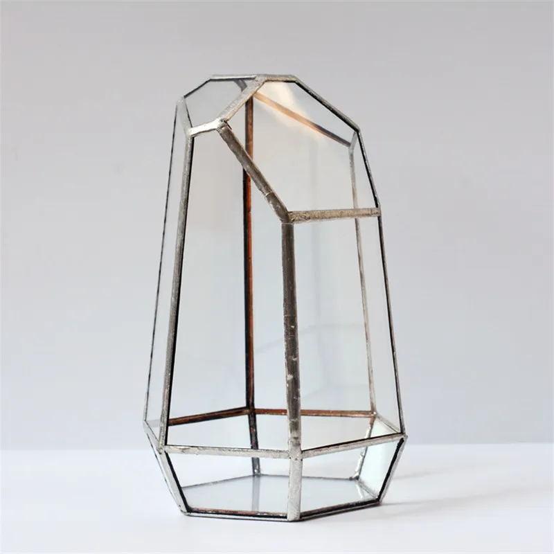 Geometric Irregular Glass Terrariums Tabletop Miniature Garden Vase Quartz Shape Solder Green House Plant  Home Decorating 4