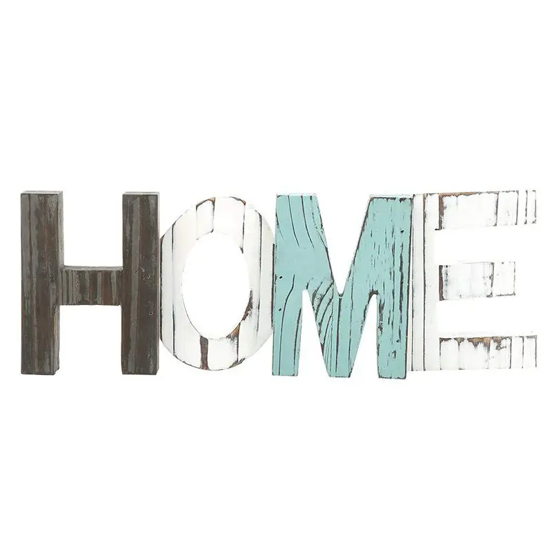 

EASY-Rustic Wood Home Decorative Sign, Standing Cutout Word Decor, Multicolor