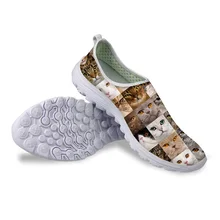 HYCOOL/Женская обувь с 3D принтом животных, кошек, собак; женские сетчатые кроссовки на платформе; Женская Удобная пляжная обувь без застежки; сезон лето