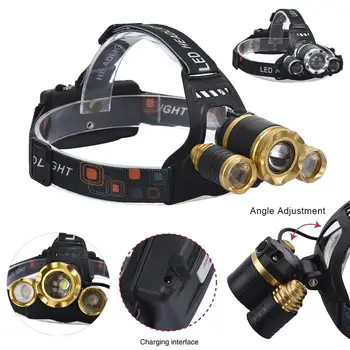 

2000LM 3-LEDs Zoom LED Rechargeable 18650 Headlamp Head Light Torch Charger