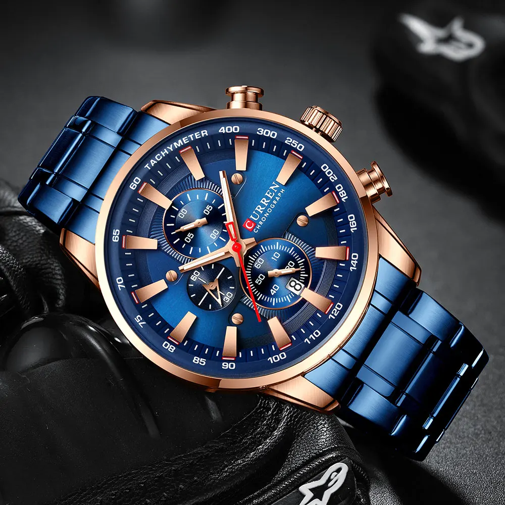 Relogio Masculino новые часы для мужчин люксовый бренд CURREN Хронограф Мужские спортивные часы водонепроницаемые полностью Стальные кварцевые мужские часы