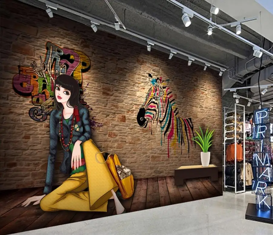 Beibehang индивидуальные большие фрески ностальгические кирпичная стена освещение окна магазин одежды рабочие фон обои