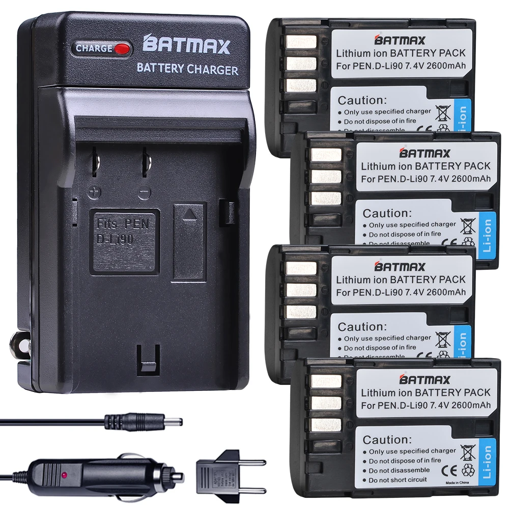 Batmax 2600Mah D-Li90 Dli90 D Li90 Batteria + Caricatore Digitale Da Parete Per Pentax K-7 K-7D K-5 K-5 Ii 645D K01 K-3 K-3 Ii 645Z L15