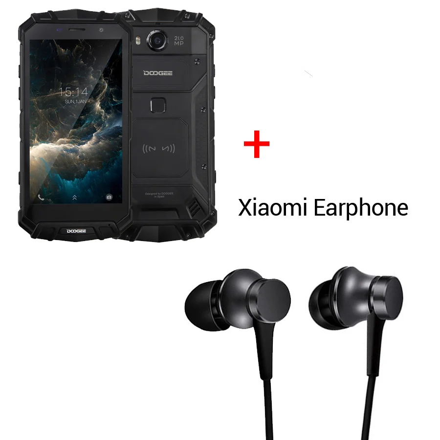 DOOGEE S60 Lite IP68 вода 5580 мач беспроводная зарядка 12V2A быстрая зарядка 5,2 ''FHD MT6750T восьмиядерный 4 гб 32 гб смартфон 16,0 мп камера - Цвет: Black n Earphone