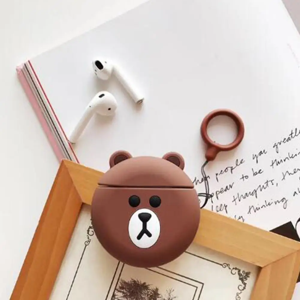 Силиконовый чехол для наушников с мультяшным животным рисунком Airpods2 bluetooth