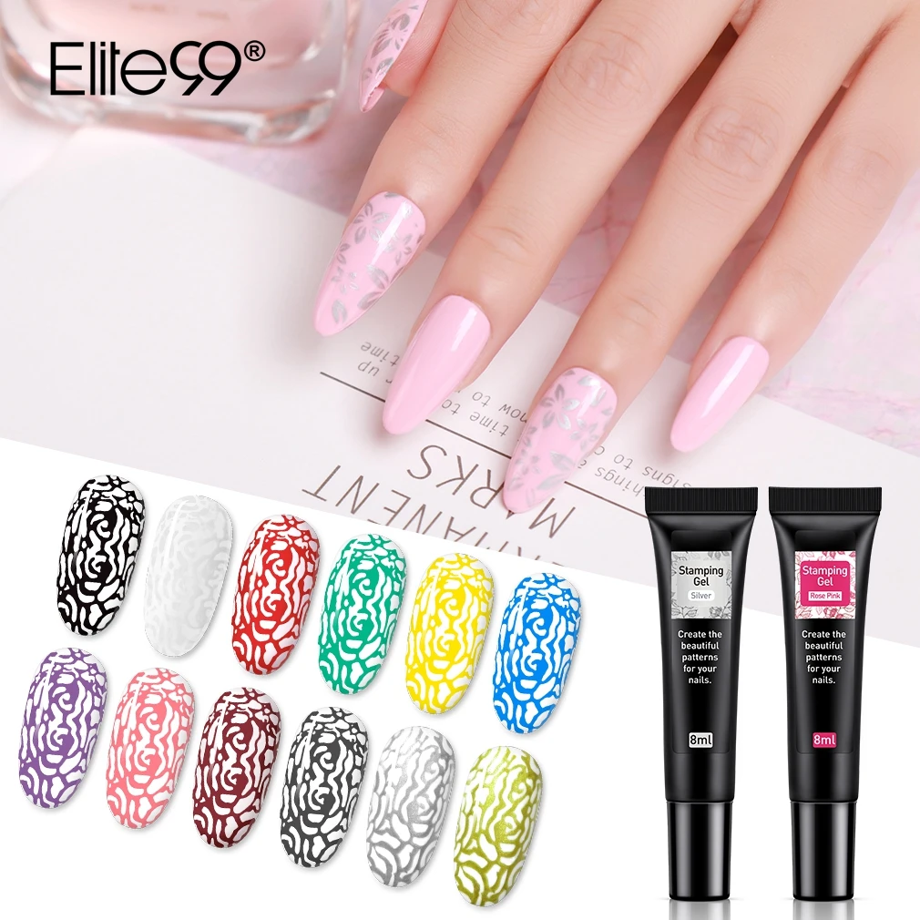 

Elite99 8ml Nail Art Stamping Gel Polish Colorful Lacquer Semi Permanent Stamping UV Gel Nail Polish for Nail Stamping Plate