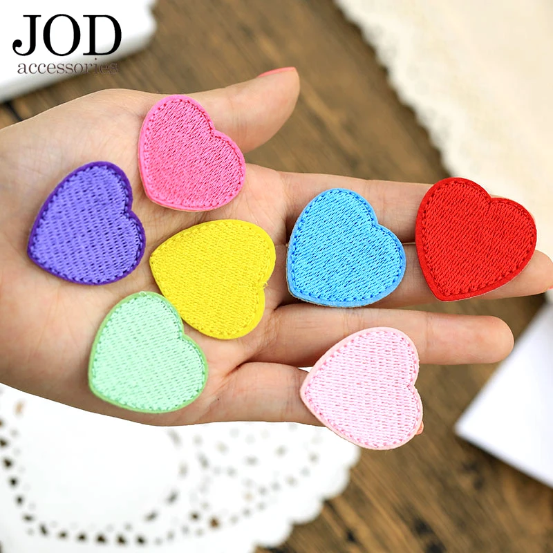 

JOD Small Ironing Cloth Patch Embroidered LOVE Heart Shaped Sewing Applique Pink Red Black Sew Iron on Sticker on Clothes Thermo