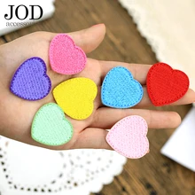JOD Small Ironing Cloth Patch Embroidered LOVE Heart Shaped Sewing Applique Pink Red Black Sew Iron on Sticker on Clothes Thermo