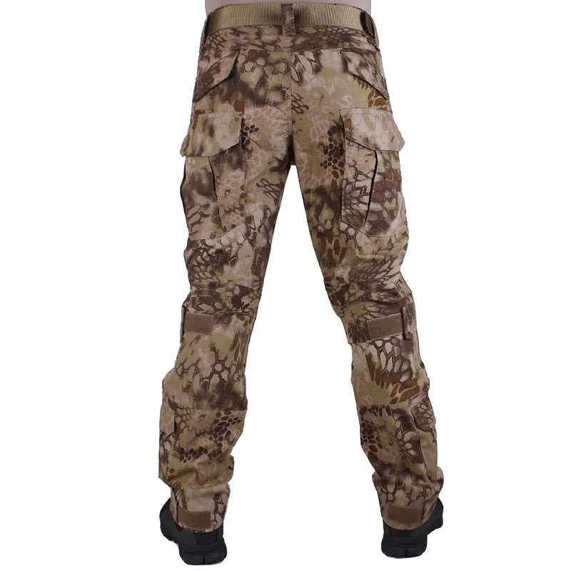 Tactical BDU Cargo Pants Kryptek Highlander Camo Combat Pants With Knee Pads Men Camo Airsoft Sniper Hiking Hunting Trousers
