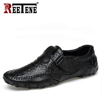 

REETENE Hot Sale Genuine Leather Casual Men Loafers High Quality Comfort Men Shoes Flats Breathable Slip On Driving Shoes Men