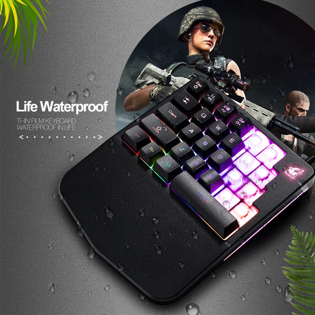  K11 28 Keys Wired Mini Keyboard Rainbow Backlight One Hand USB Keypad for Dota OW PUBG Game