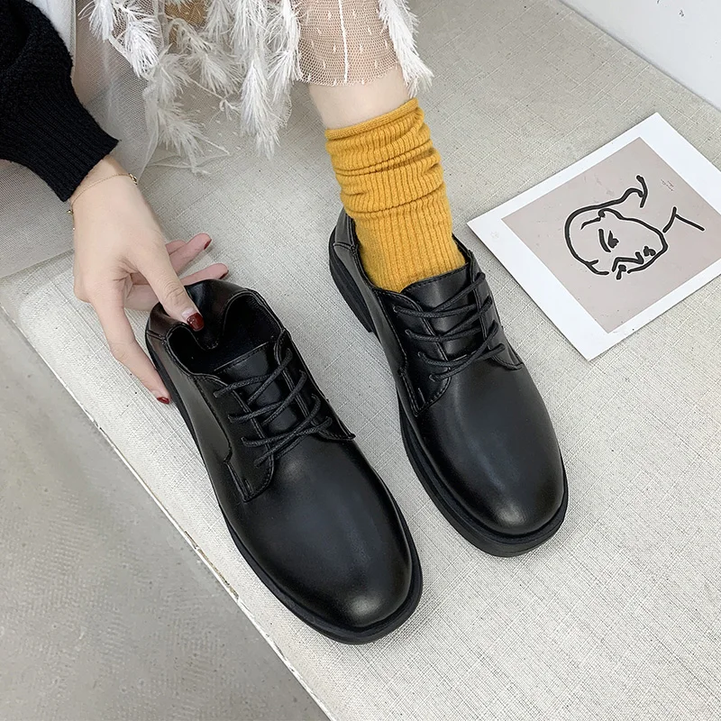 

Shallow Mouth Winter Shoes Women All-Match Casual Female Sneakers Flats 2019 Fashion Women's Autumn British Style Oxfords Round