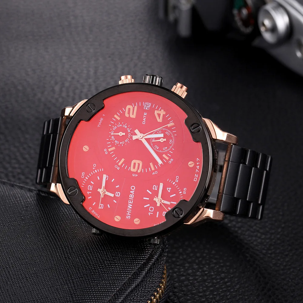 mens wristwatches quartz men sports watches shiweibao brand DZ Double movement Large dial waterproof Timing Running seconds