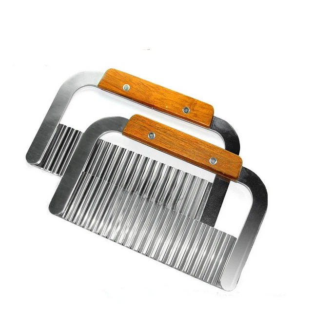 1Pcs Hardwood Handle Crinkle Wax Vegetable Soap Cutter Wavy Slicer Stainless Steel Soap Colorant Kits Tool DIY Soap Cutting Tool