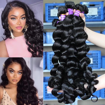 

Loose Wave Bundles Brazilian Hair Weave Bundles 100% Human Hair Bundle Extension One Piece Natural Black Color Remy Prosa