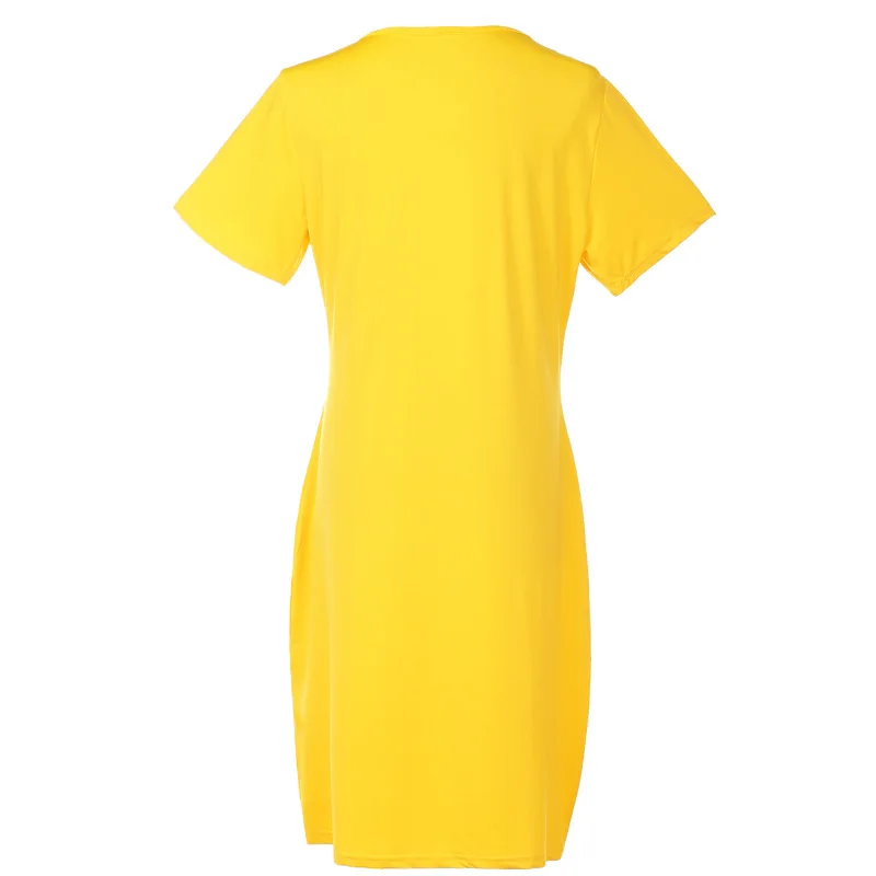 Свободное платье размера плюс L-6XL с принтом Vestidos женское Повседневное платье с круглым вырезом и коротким рукавом