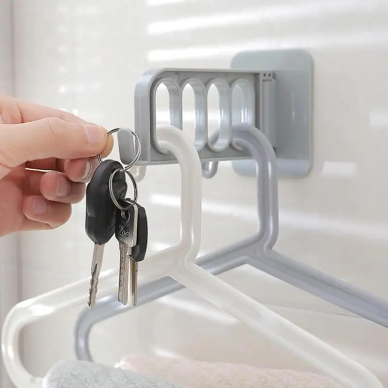 

Creative 4 Hole Wall Hanging Hanger Hook Strong Self-adhesive Multi Function Coat Keys Clothes Hanger Organizer Can Load 5KG