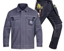  Work Clothing Thick Welding Suit Wear-resistant Uniforms Durable Safe Working Jacket Pants Multi pockets Electric Cargo Coverall 
