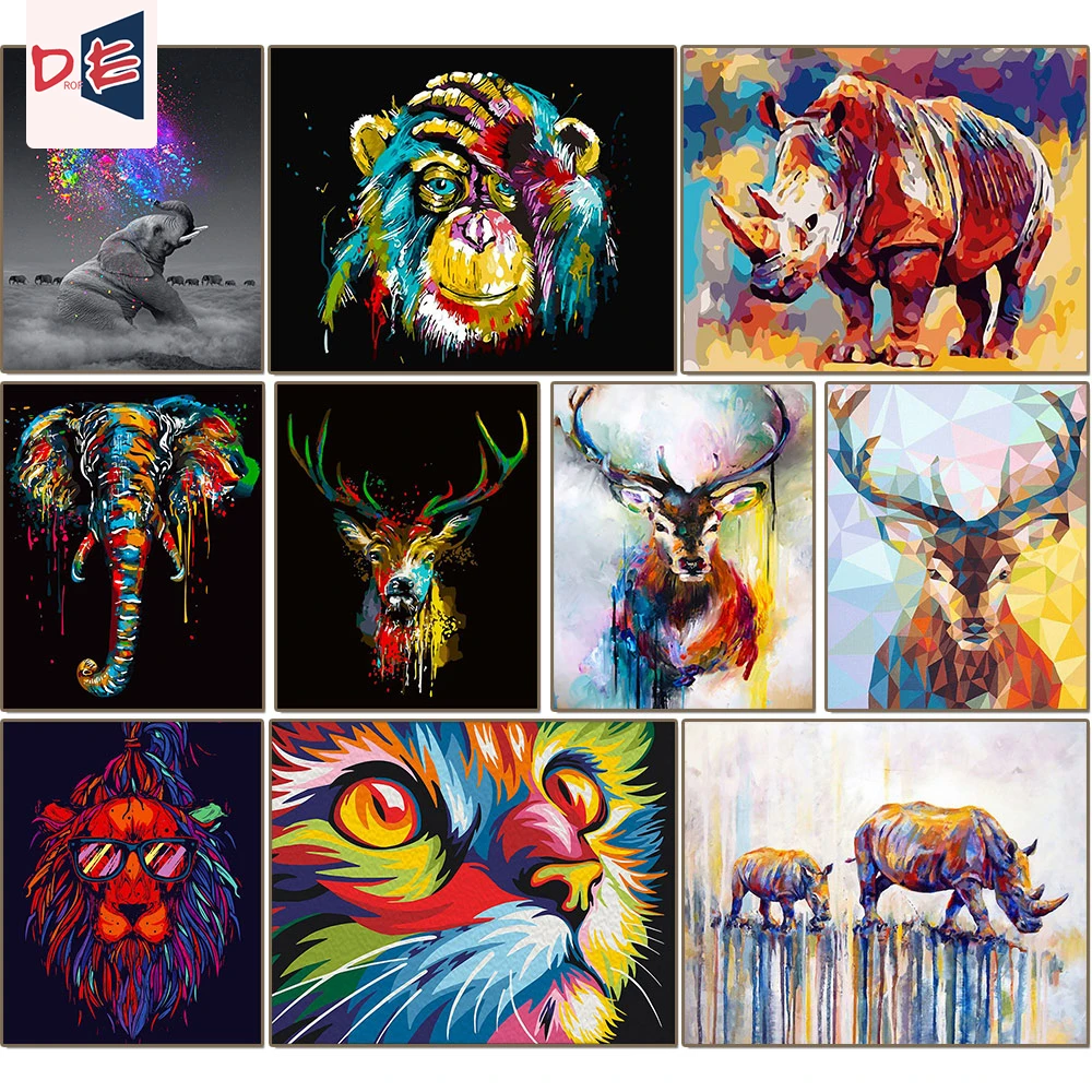 Drofe 40x50cm Frame Diy Painting By Numbers Kits Colorful Animals Hand Painted Oil Paint By Numbers For Home Decor Art Gift Paint By Number Aliexpress