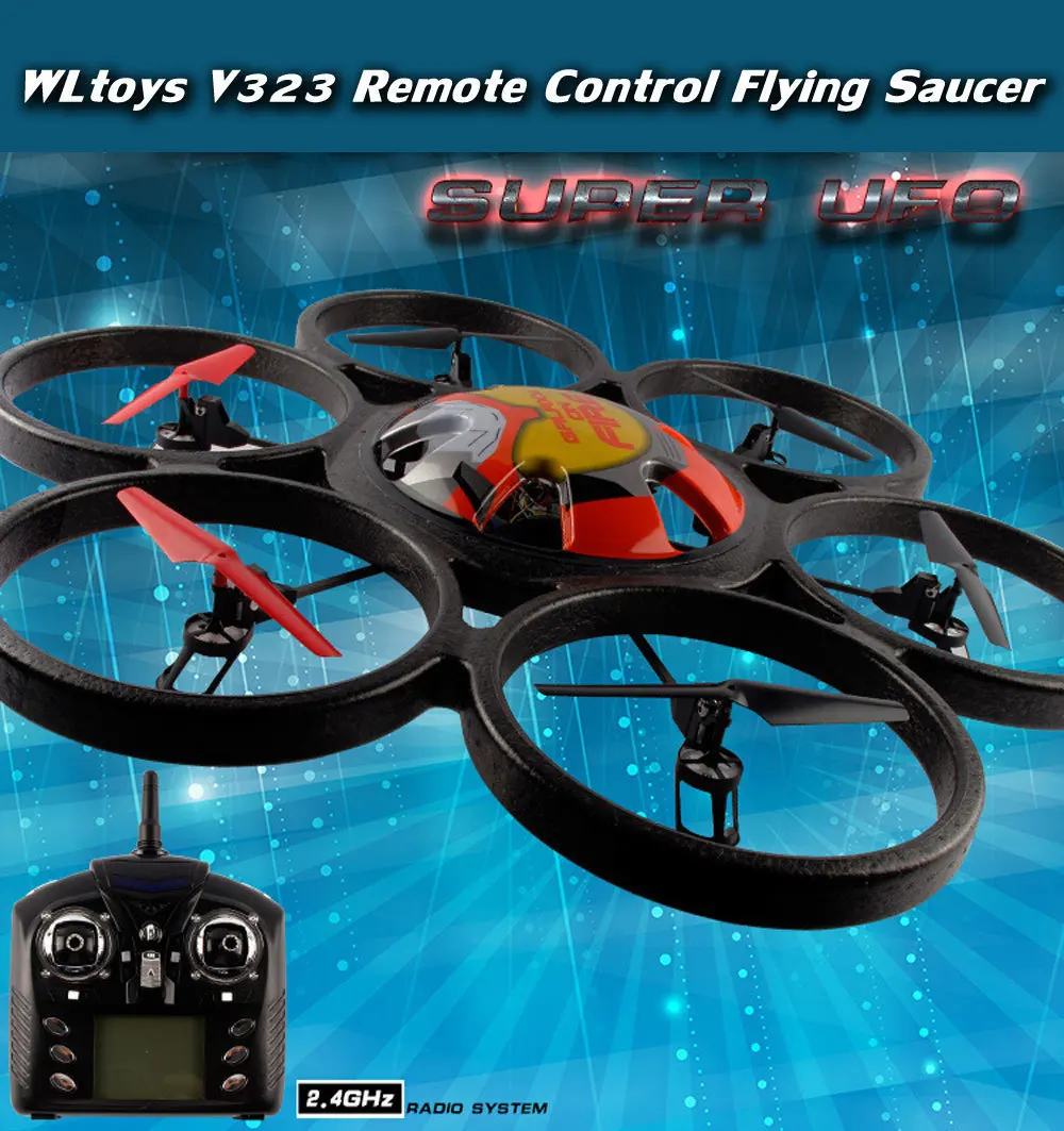 80X80X11,7 см большой WLtoys V323 дроны 2,4 г 4CH 6-Axis Gyro RC Квадрокоптеры дистанционного Управление гексакоптер летающая тарелка беспилотный игрушки