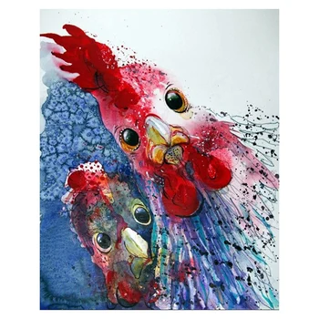 

Full Circular 5D Diamond Painting Two Cocks Diamond Embroidery Full Display Cross Stitch Diamond Home Decor
