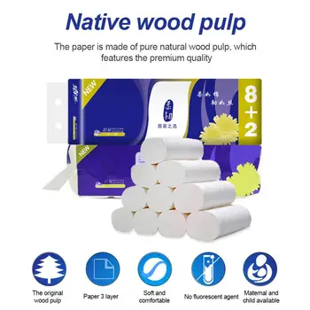 

10pcs/bag 3ply White Toilet Tissue Hollow Replacement Roll Paper Clean Prevent Flu Cleaning Toilet Tissue Arrival