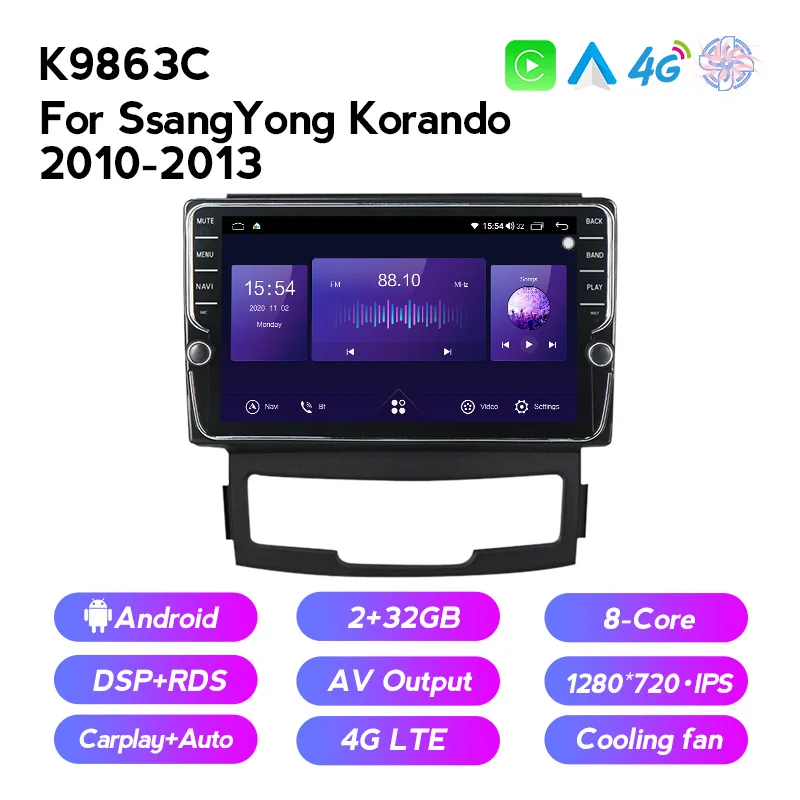 6 + 128G Octa core Авто радио gps навигация Мультимедиа для SsangYong Korando 2010 2011 2012 2013 IPS экран