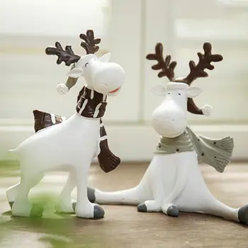 

New Handmade Beautiful Christmas Dolls White Reindeer Xmas White Deer Elk Plush New Year Christmas Decorations Ornaments Home Gi