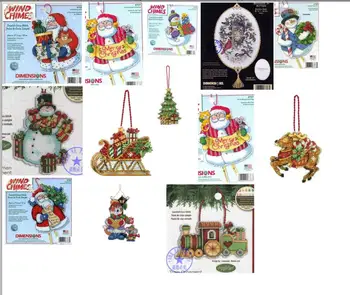 

HH Counted Cross Stitch Kit Merry Christmas Santa Cat and Mouse Greeting Wind Chimes Windbell Ornament DIM 8767
