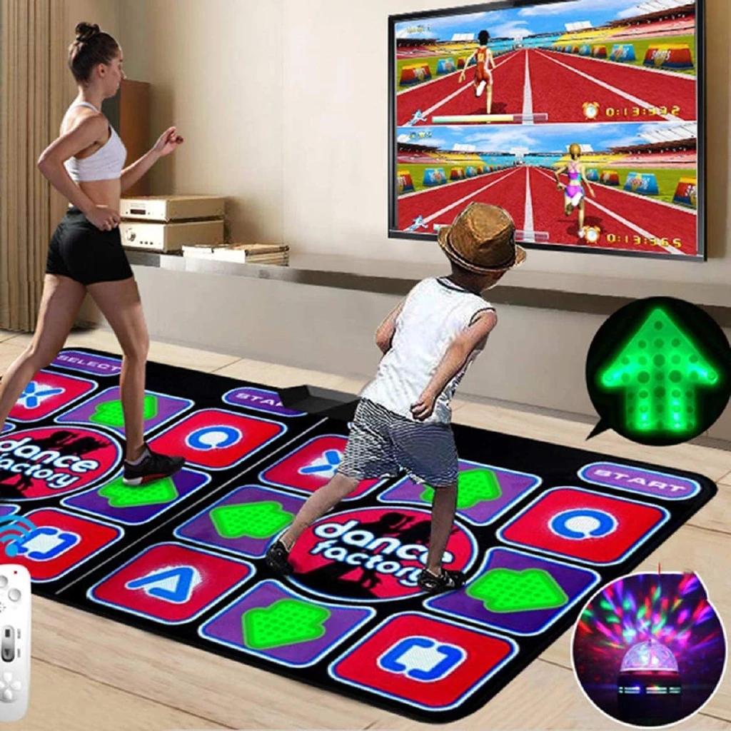 

Double Dancing Mat, Dancing Machine TV Interface LED HD Quality Yoga Game Machine Silicone Massage Learning Running Blanket
