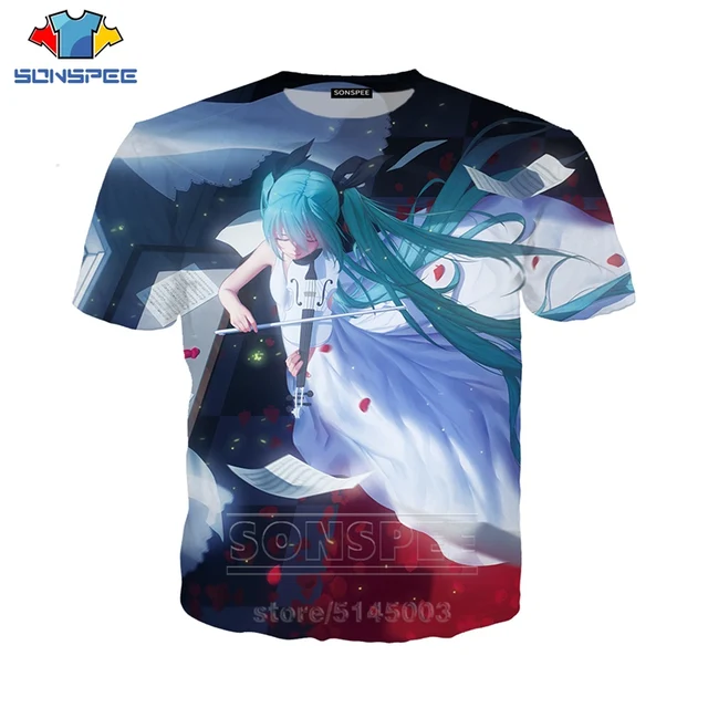 Hatsune Miku T Shirt Men Women Singer Sweatshirt 3D Print Anime Girl Tees Tops Hip Hop Men's T-shirts Funny O Neck Pullover C091