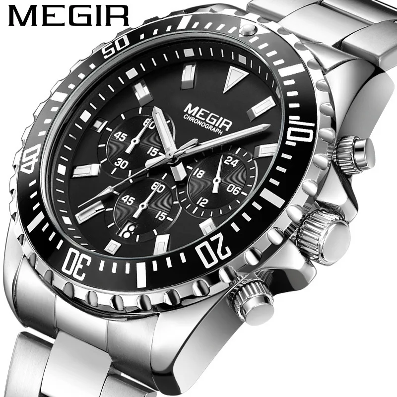 

Mei gainer megir MEN'S Table Sports Business Calendar Night Light Quartz Watch 2064