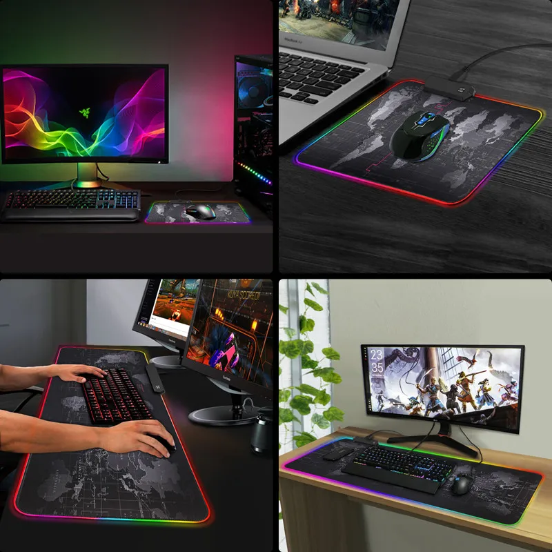 Игровой коврик для мыши RGB коврик для мыши геймерский компьютерный коврик для мыши RGB коврик с подсветкой Mause большой коврик для мыши XXL для настольной клавиатуры Компьютерные мыши с подсветкой коврик