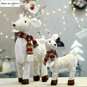 

Christmas Deer Fabric Doll Christmas Decoration White Doll Gift Christmas Gift Bag Desktop Counter Christmas Tree Ornaments