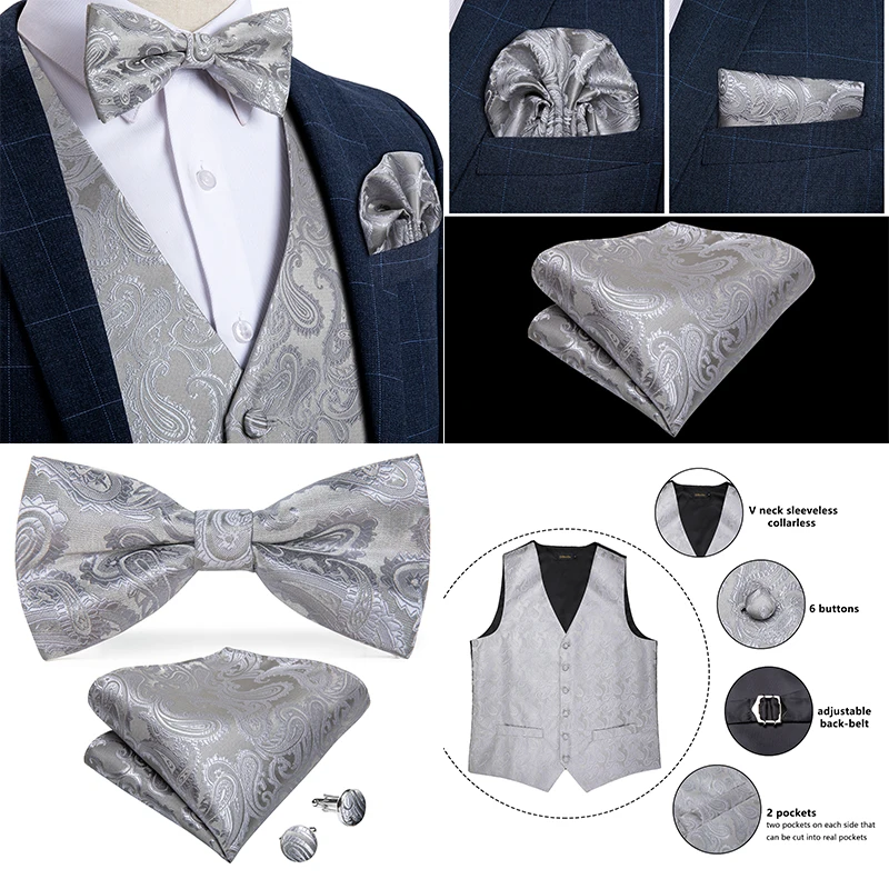 New Men's navy blue vest Tuxedo Waistcoat_1.5" necktie & hankie set wedding 