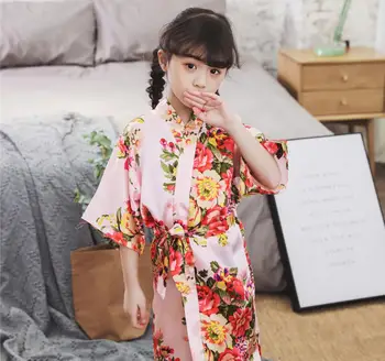 

Flower Girl's Robe Wedding Robes Kids Stain Night Gown Children's Bathrobe Bridesmaid Party Robes Traditional Baby Clothes