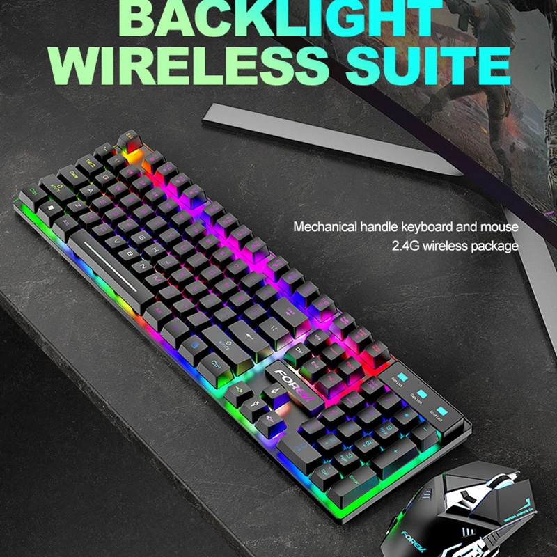 RGBBacklit24GWirelessRechargeableKeyboardandMouseWaterproof