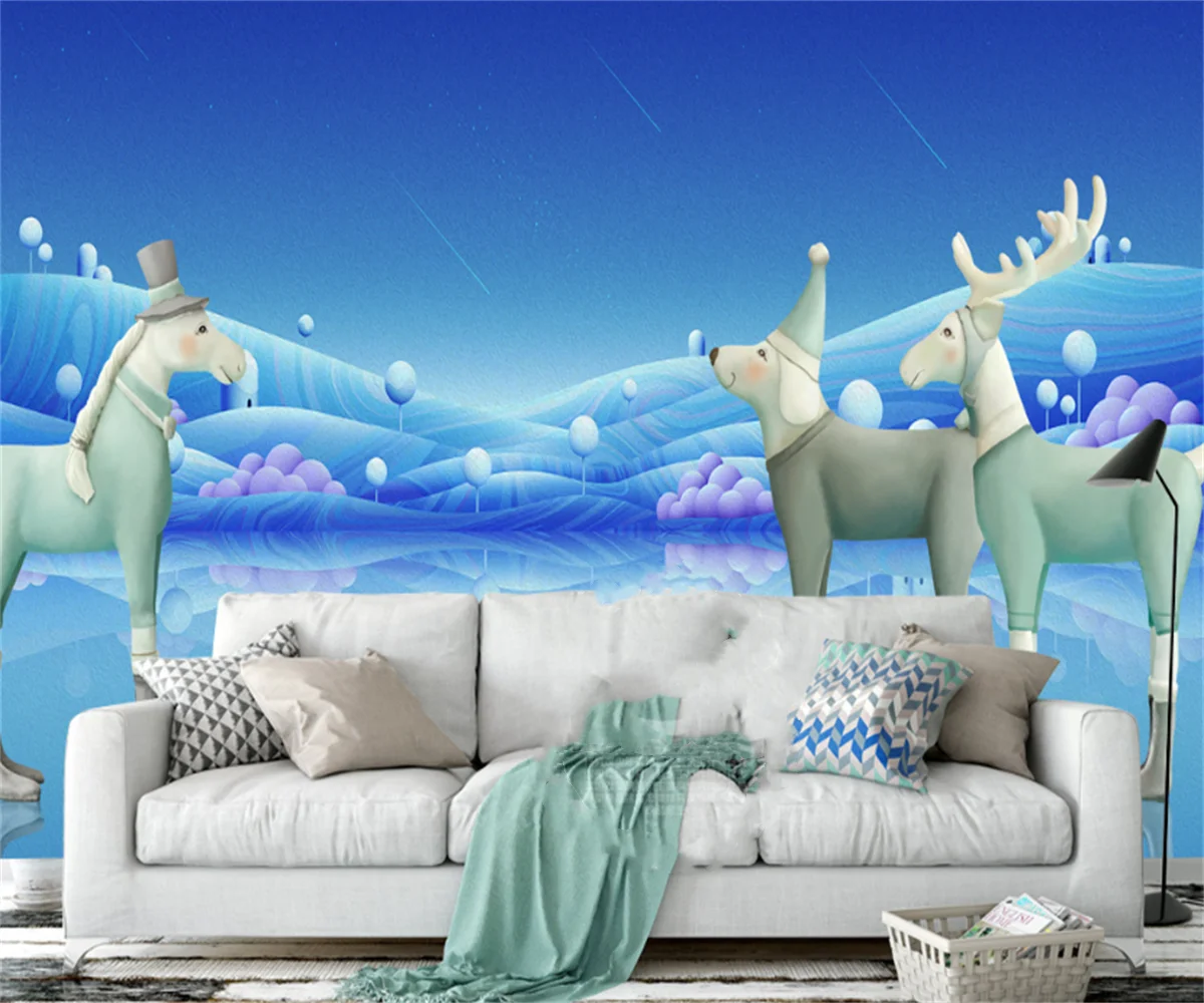 

Children's room without customization nordic 3D stereo forest deer children's room background wall mural wallpaper papier peint