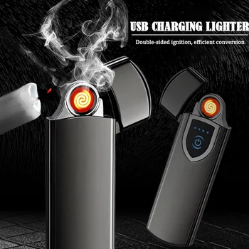 

2020 Touch Screen Sensor Cigarette Lighter Smart Fingerprint Induction USB Charging Flameless Windproof Premium Electric Lighter